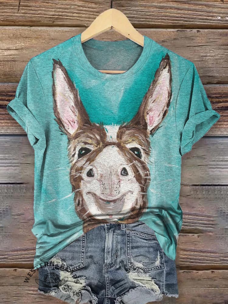 Funny Donkey Print Casual T-shirt