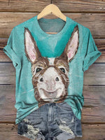 Funny Donkey Print Casual T-shirt