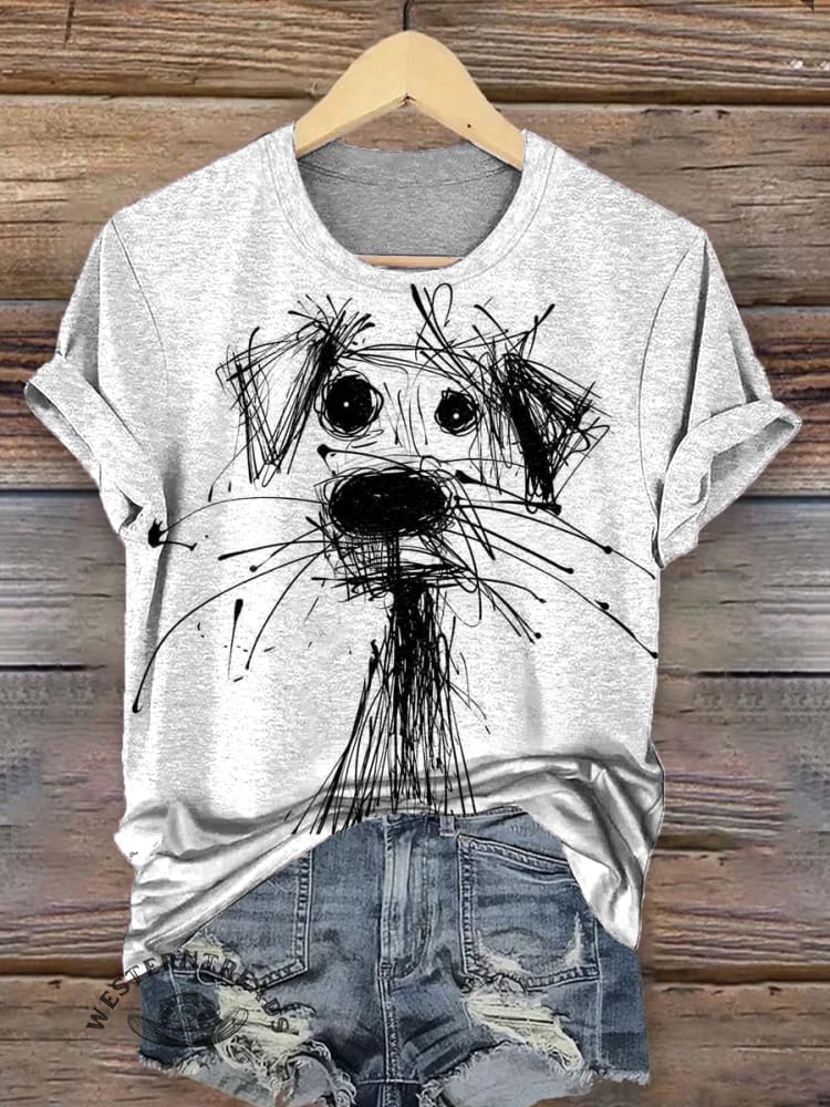 Line Drawing Dog Art Print T-shirt