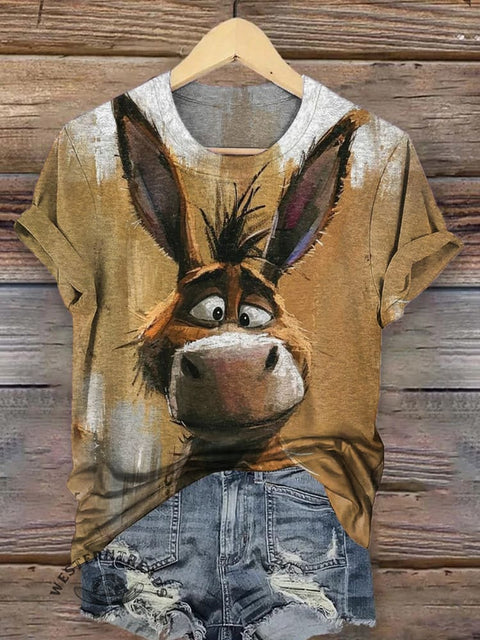Funny Donkey Art Print T-shirt