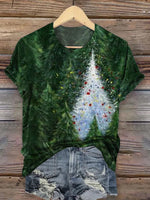 Christmas Tree Print Casual T-shirt