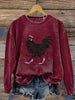 Chicken In High Heels Print Casual Cotton Sweatshirt