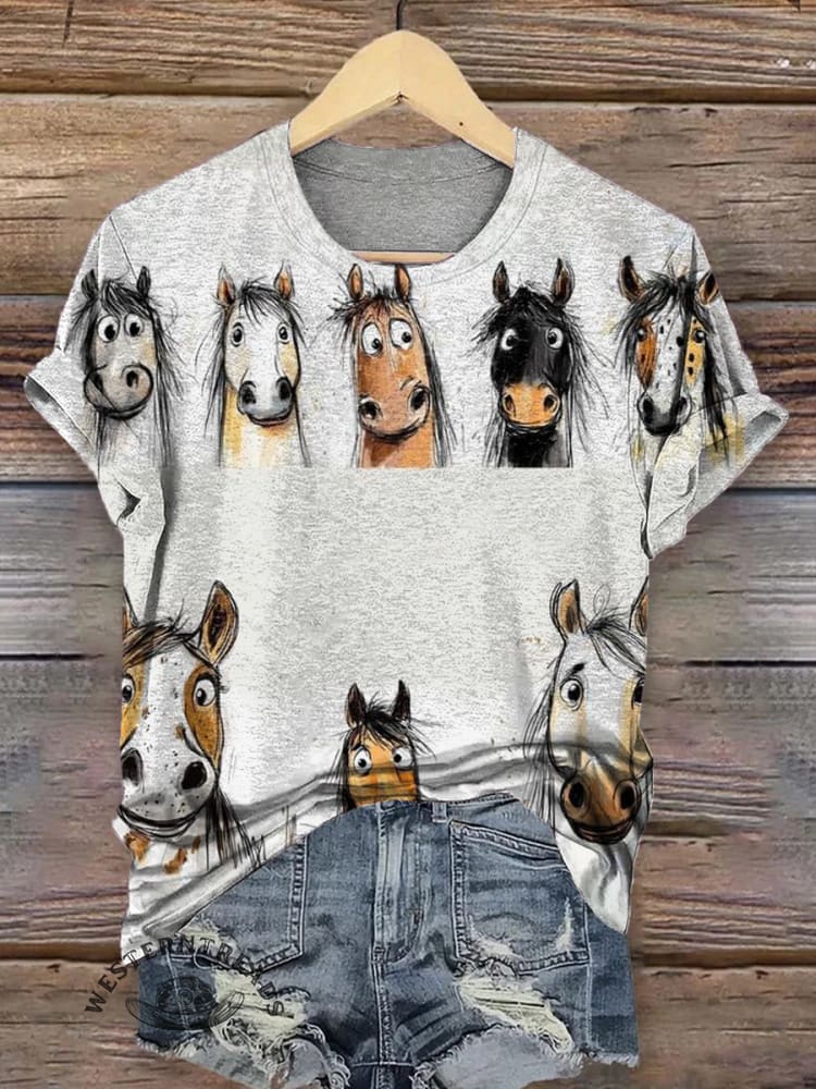 Funny Donkey Print Casual T-shirt