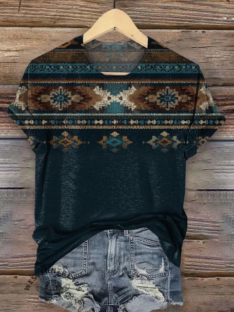 Retro Aztec Gradient Print T-shirt