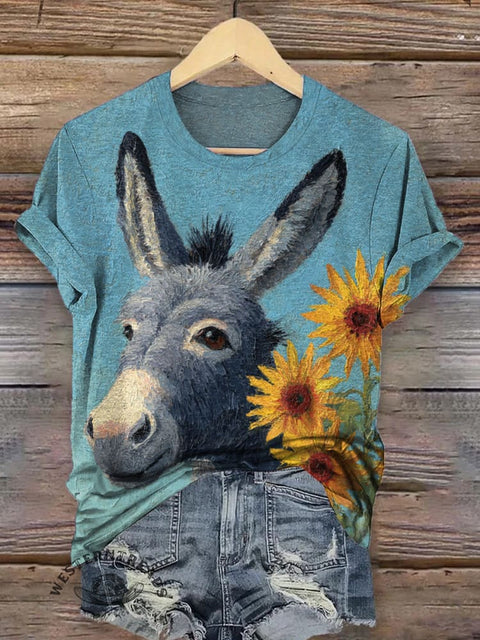 Donkey and Sun Flower T-shirt