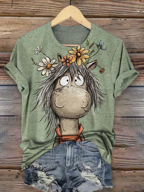 Funny Donkey and Flower T-shirt