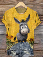 Cute Donkey and Sun Flower T-shirt