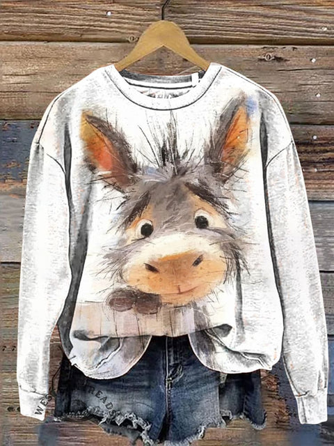 Funny Cute Donkey Casual Cotton Sweatshirt