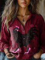 Chicken In High Heels Print Casual Cotton Sweatshirt