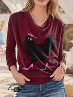 Chicken In High Heels Print Casual Cotton Sweatshirt