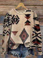 Aztec Vintage Pattern Casual Cotton Sweatshirt