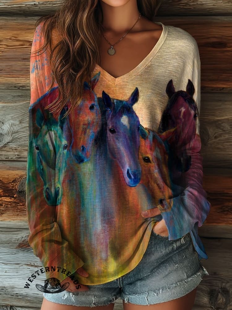 Color Horse Print T-shirt