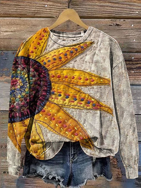 Sun Flower Casual Cotton Sweatshirt