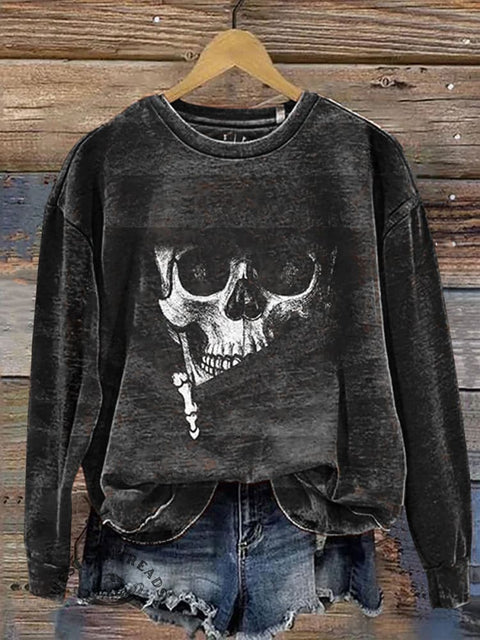Dark Skeleton Casual Cotton Sweatshirt