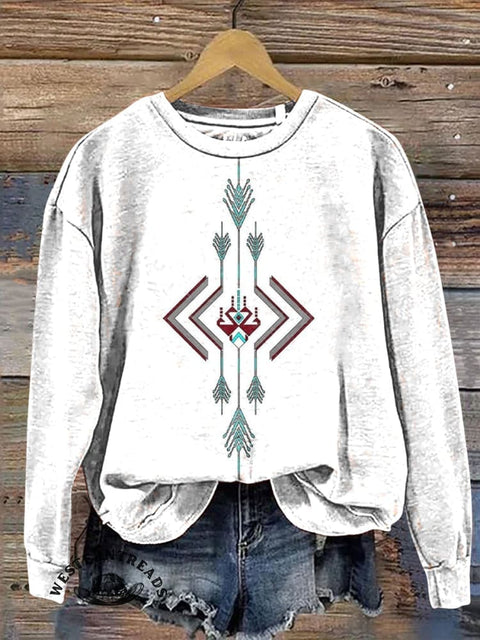 Western Retro Tribal Pattern Casual Cotton Sweatshirt