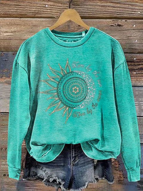 Retro Sun Flower Casual Cotton Sweatshirt