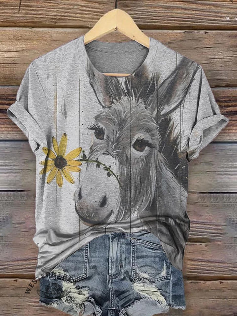 Funny Donkey and Sunflowers T-shirt