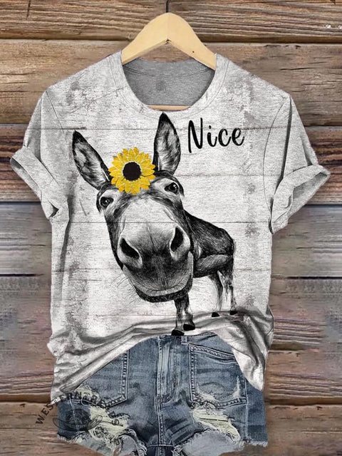 Funny Donkey and Sunflowers T-shirt