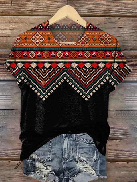 Retro Aztec Pattern T-shirt