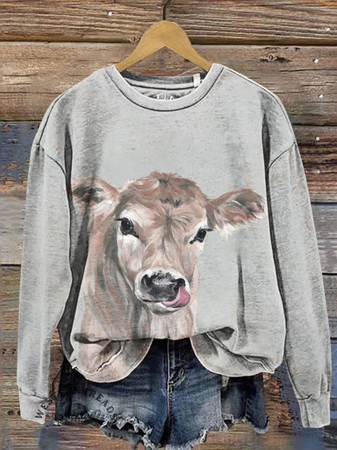 Cute Cow Casual Cotton Sweatshirt