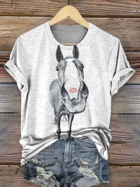 Funny Lip Print Donkey T-shirt