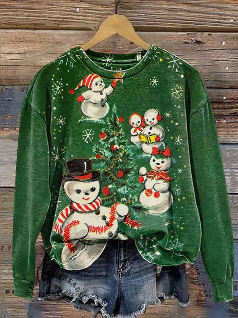 Christmas Snowman Casual Cotton Sweatshirt