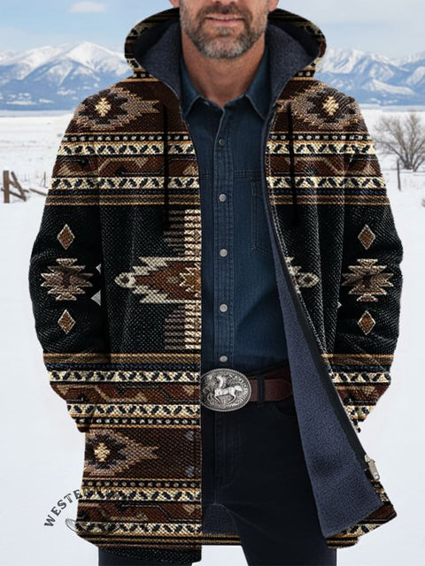 Unisex Retro Aztec Unisex Plush Thick Long-Sleeved Cardigan Coat