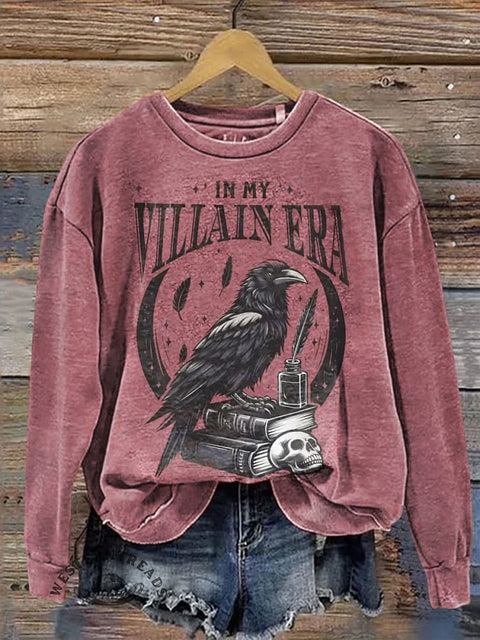 Crow and Skull Casual Cotton Sweatshirt