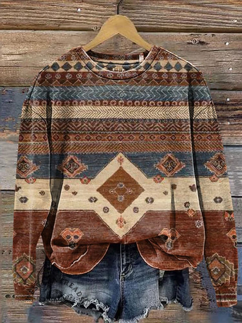 Retro Aztec Casual Cotton Sweatshirt
