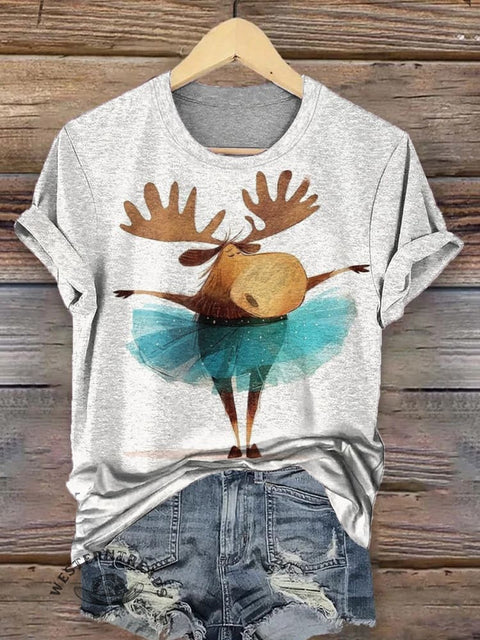 Christmas Elk In A Ballet Skirt T-shirt