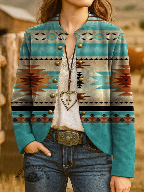 Women's Retro Aztec Print Casual Jacket