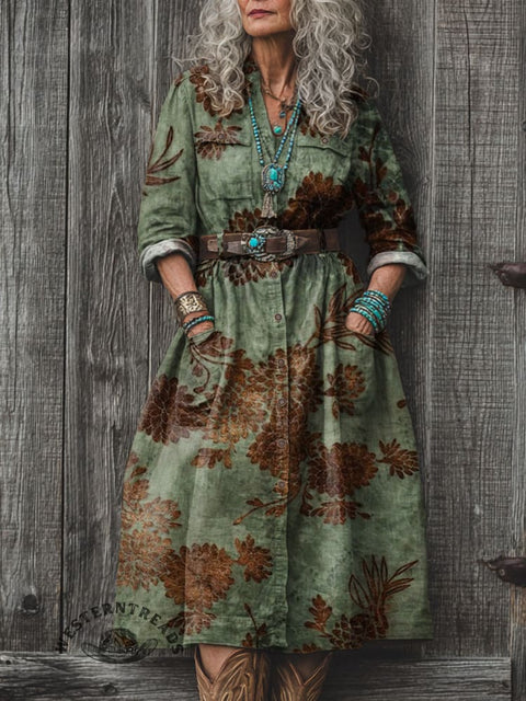 Women's Retro Flower Print Dress