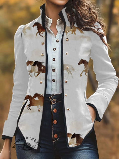 Women's Horse Print Casual Jacket