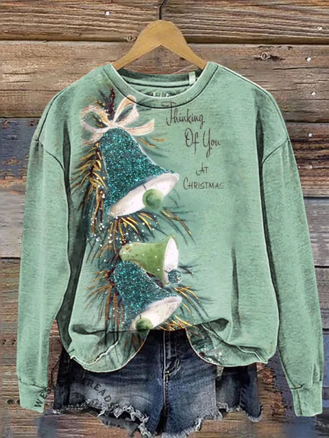 Christmas Bells Casual Cotton Sweatshirt