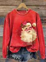 Retro Santa Claus Casual Cotton Sweatshirt