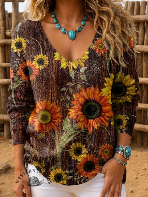 Sun Flower Women's Casual V-neck Pullover Knit