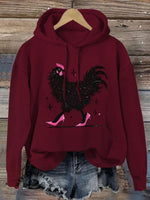 Chicken In High Heels Print Casual Cotton Sweatshirt