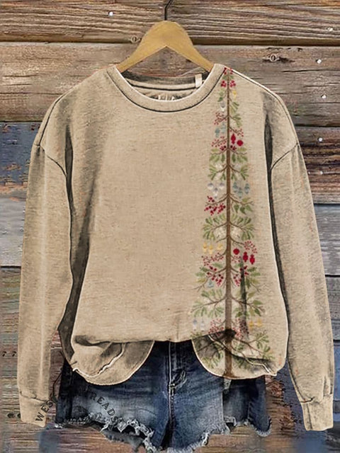 Christmas Tree Casual Cotton Sweatshirt