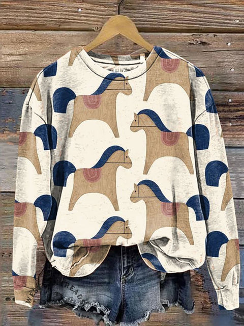 Retro Horse Casual Cotton Sweatshirt