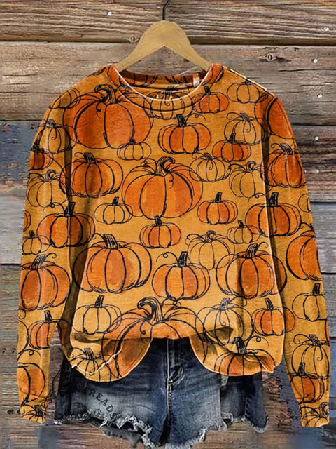 Halloween Pumpkin Casual Cotton Sweatshirt