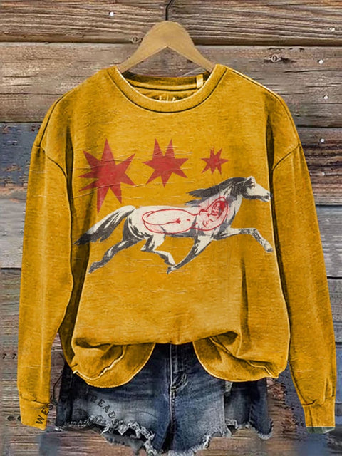 Horse Racing and Stars Casual Cotton Sweatshirt
