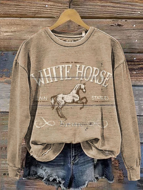 White Horse Casual Cotton Sweatshirt