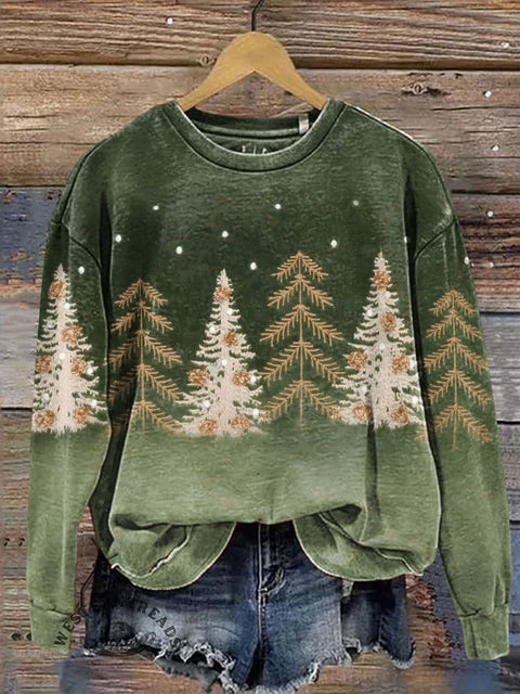 Christmas Tree Casual Cotton Sweatshirt