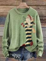 Vintage Socks and Santa Claus Casual Cotton Sweatshirt