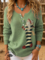 Vintage Socks and Santa Claus Casual Cotton Sweatshirt