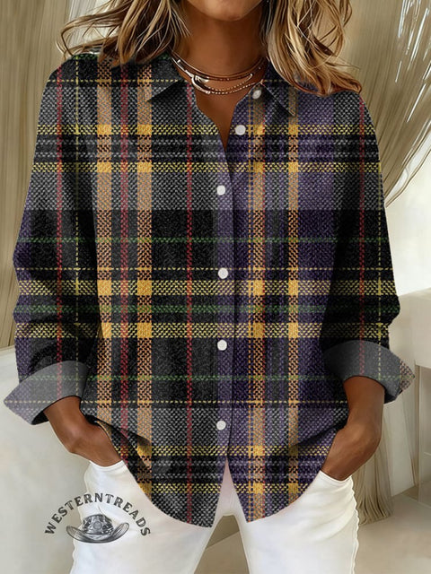 Women's Plaid Print Casual Cotton Shirt