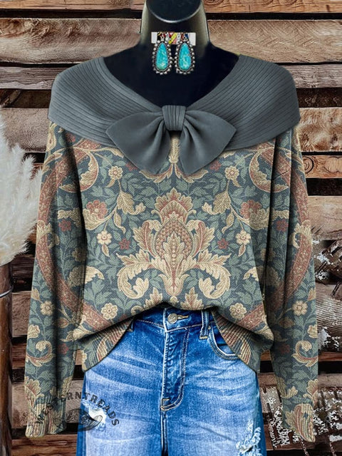 Retro Flower Print Buttoned Cardigan Sweater