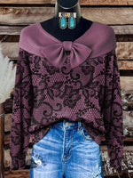 Purple Faux Lace Visual Print Buttoned Cardigan Sweater