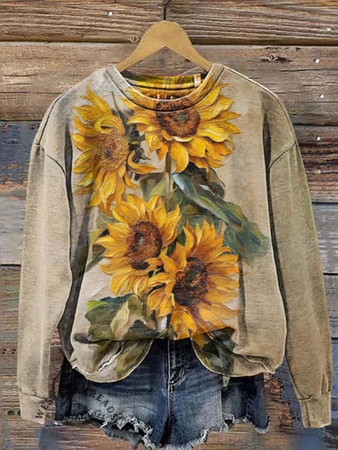 Sun Flower Casual Cotton Sweatshirt