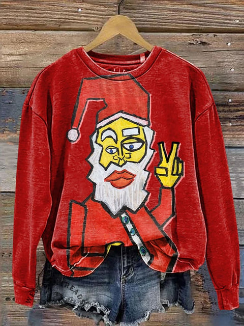 Abstract Santa Claus Casual Cotton Sweatshirt